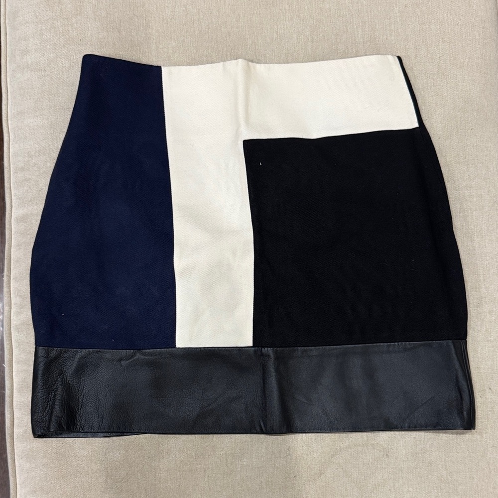 Zara Color Block Mini Skirt - Black, White, and Navy